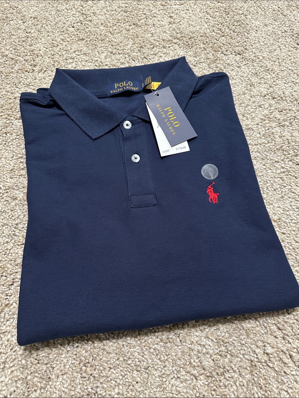 NWT Polo by Ralph Lauren Navy Polo Shirt with Red Pony M